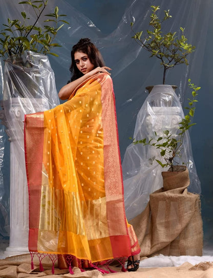 Banarsi Soft cotton butti Pattern Classy zari weaving saree