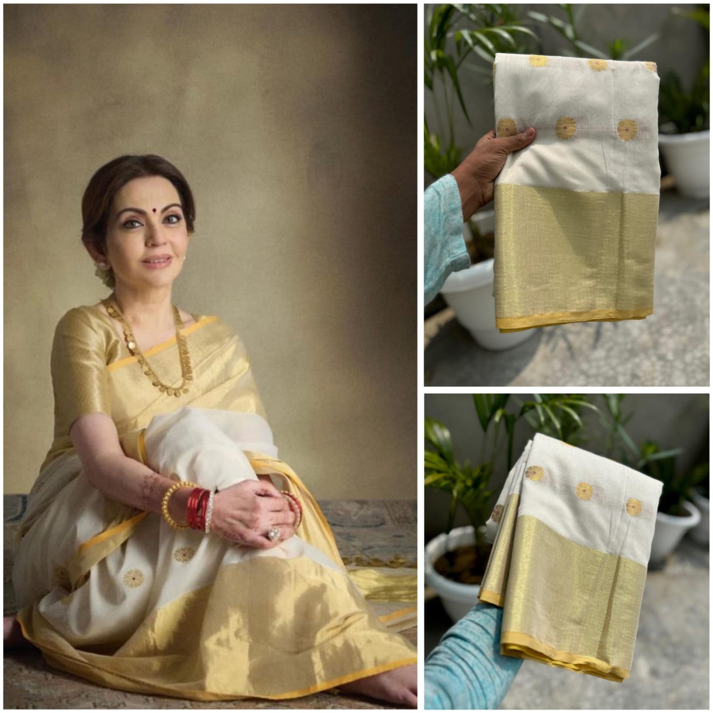 Traditional Off-White color Nita Ambani ma'am inspired sarees